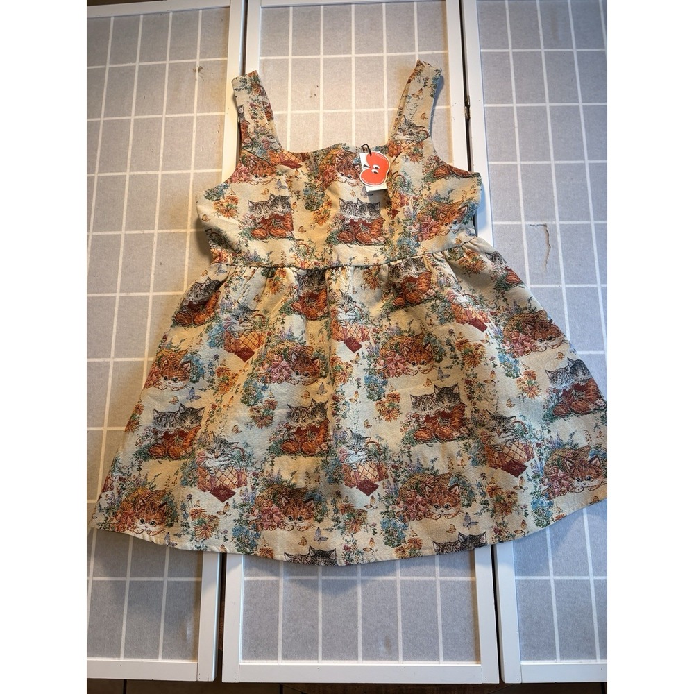 NWT Cider Cat Animal Tapestry Dress Cottagecore Pinafore A-Line 1XL Plus